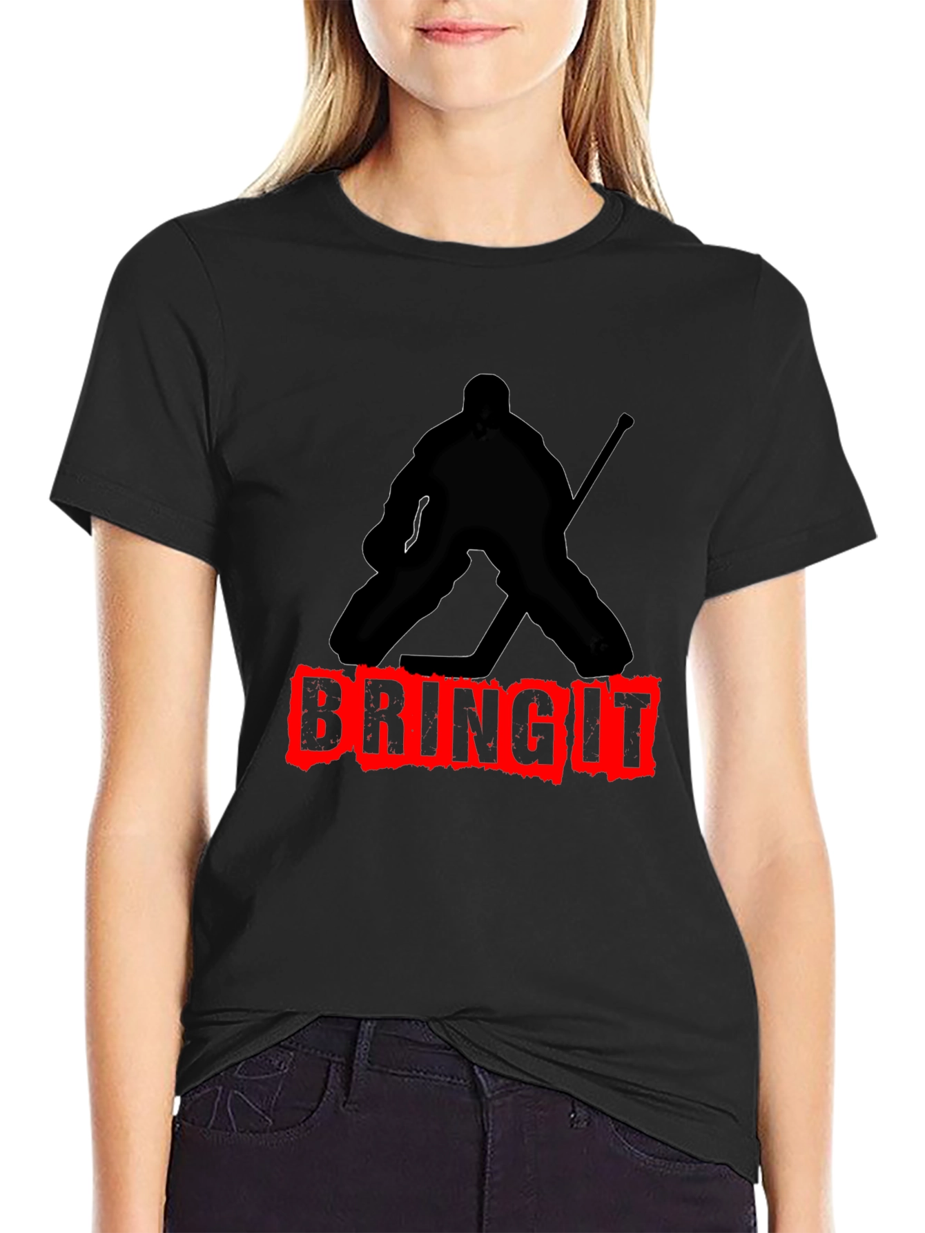 Bring It Hockey Player Graphic T-Shirt