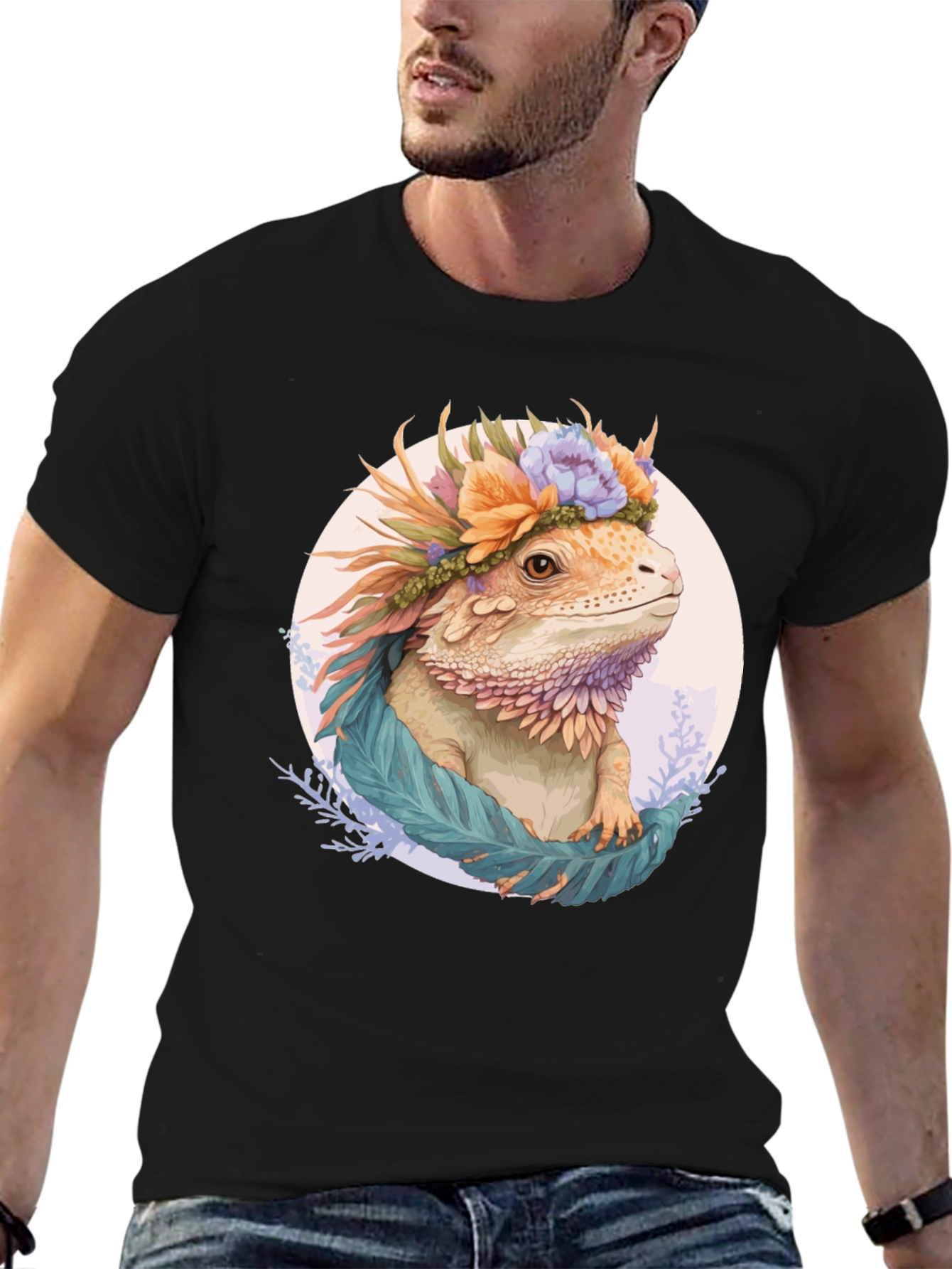 Bearded Dragon Floral Crown Graphic Tee