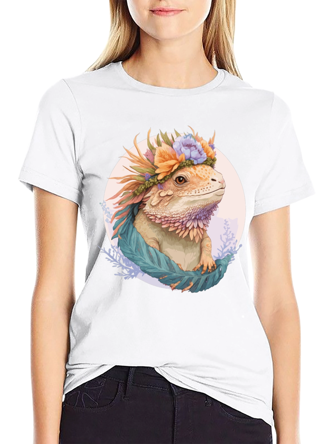 Bearded Dragon Floral Crown Graphic Tee