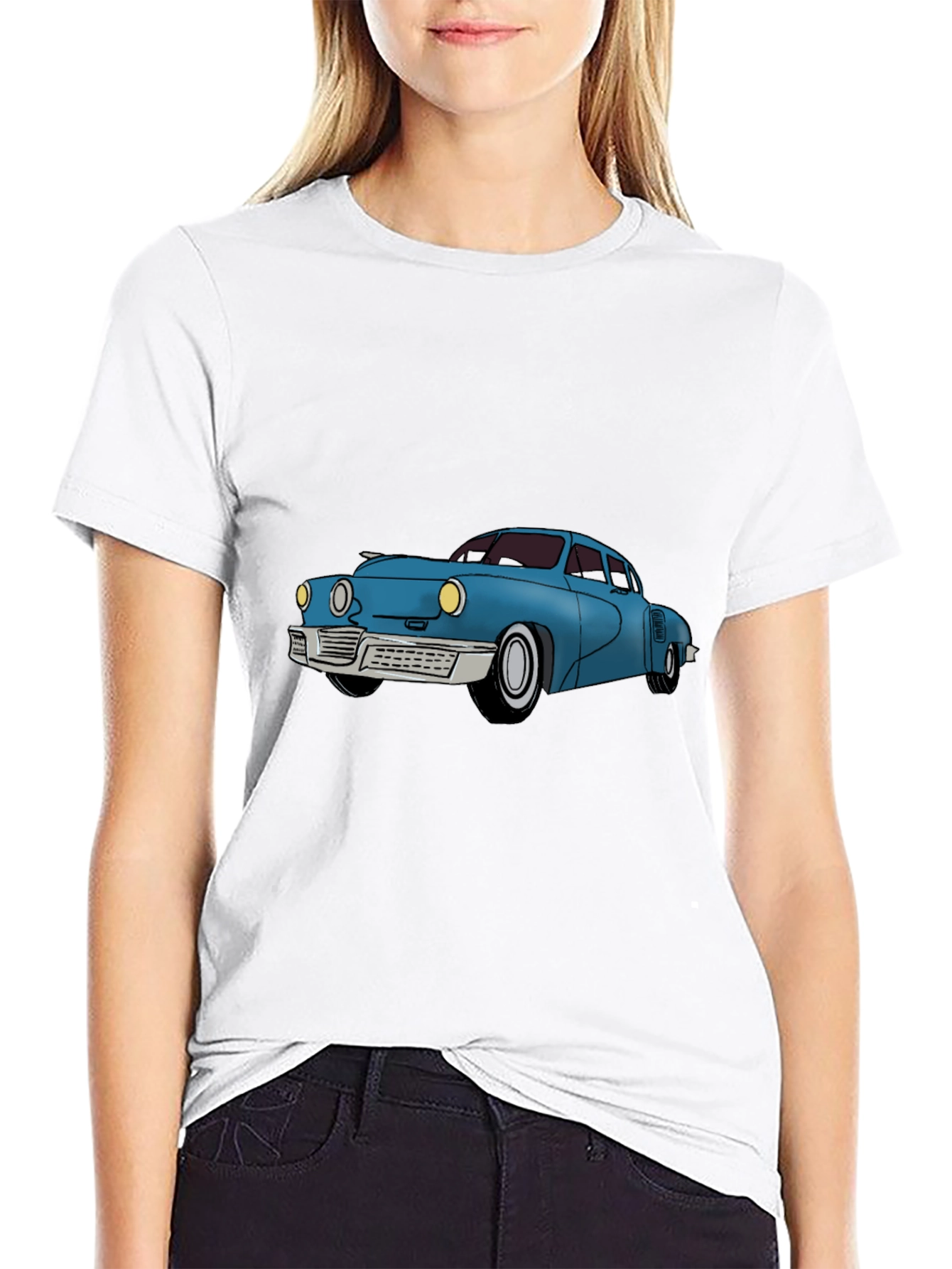 Classic Car Graphic Tee - Black Cotton T-Shirt