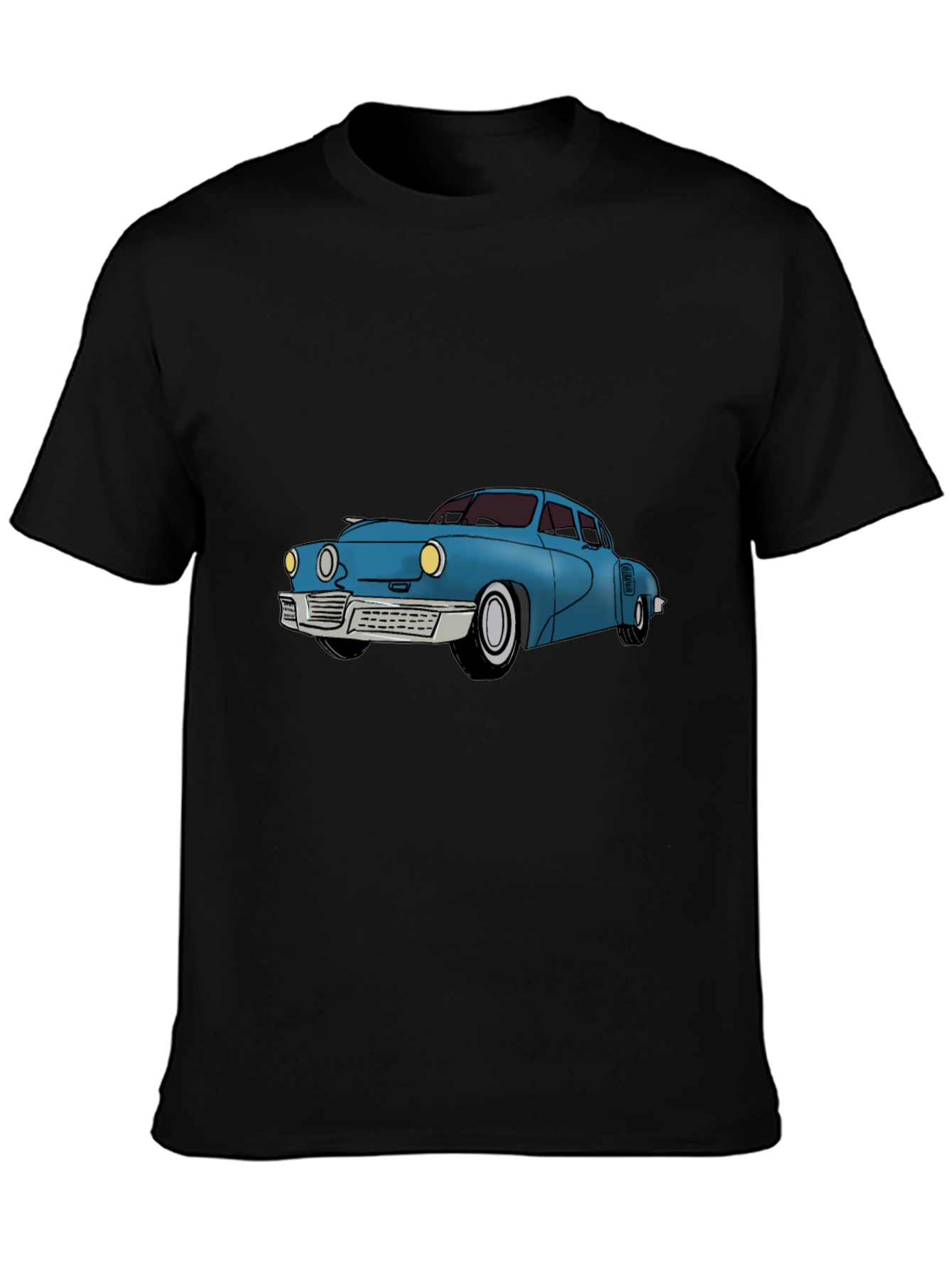 Classic Car Graphic Tee - Black Cotton T-Shirt