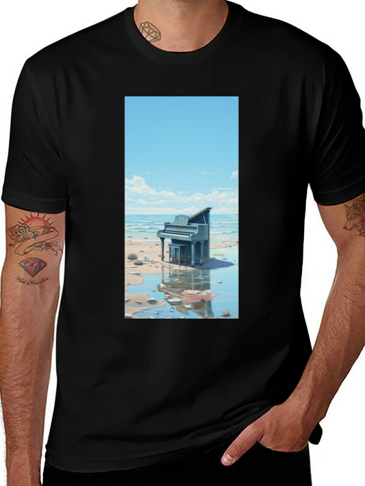 Beach Piano Graphic Tee - Unique Design