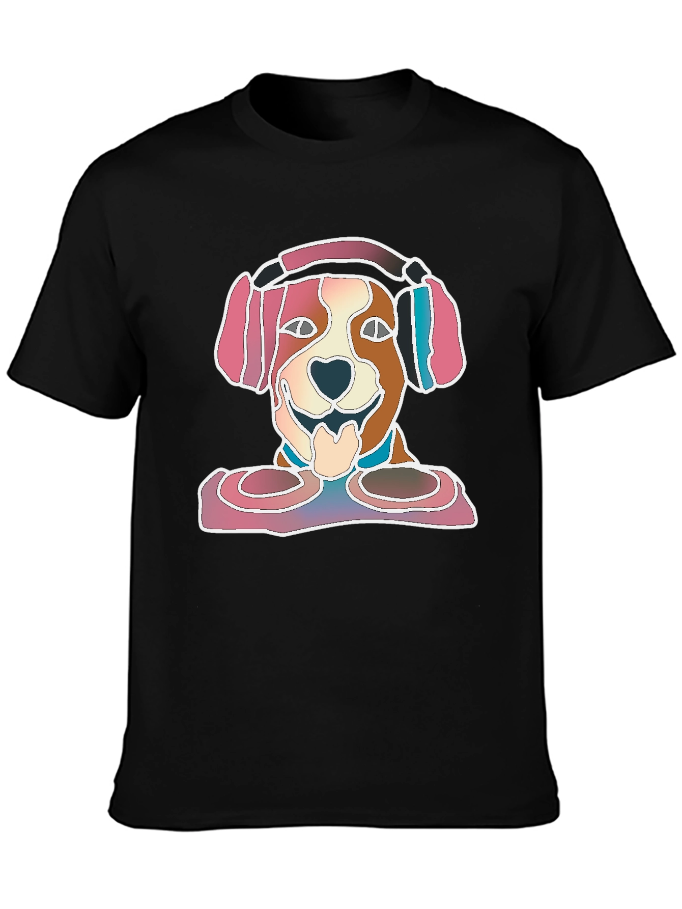 Dog with Headphones Graphic T-Shirt