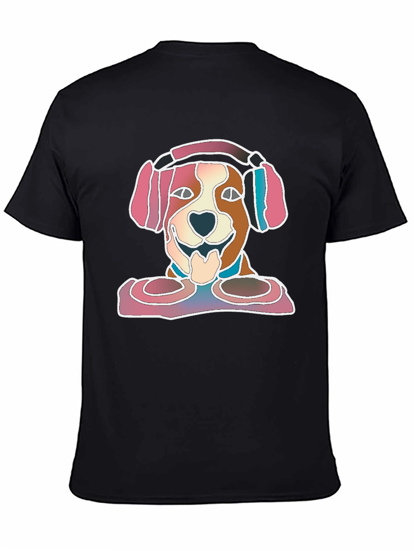 Dog with Headphones Graphic T-Shirt