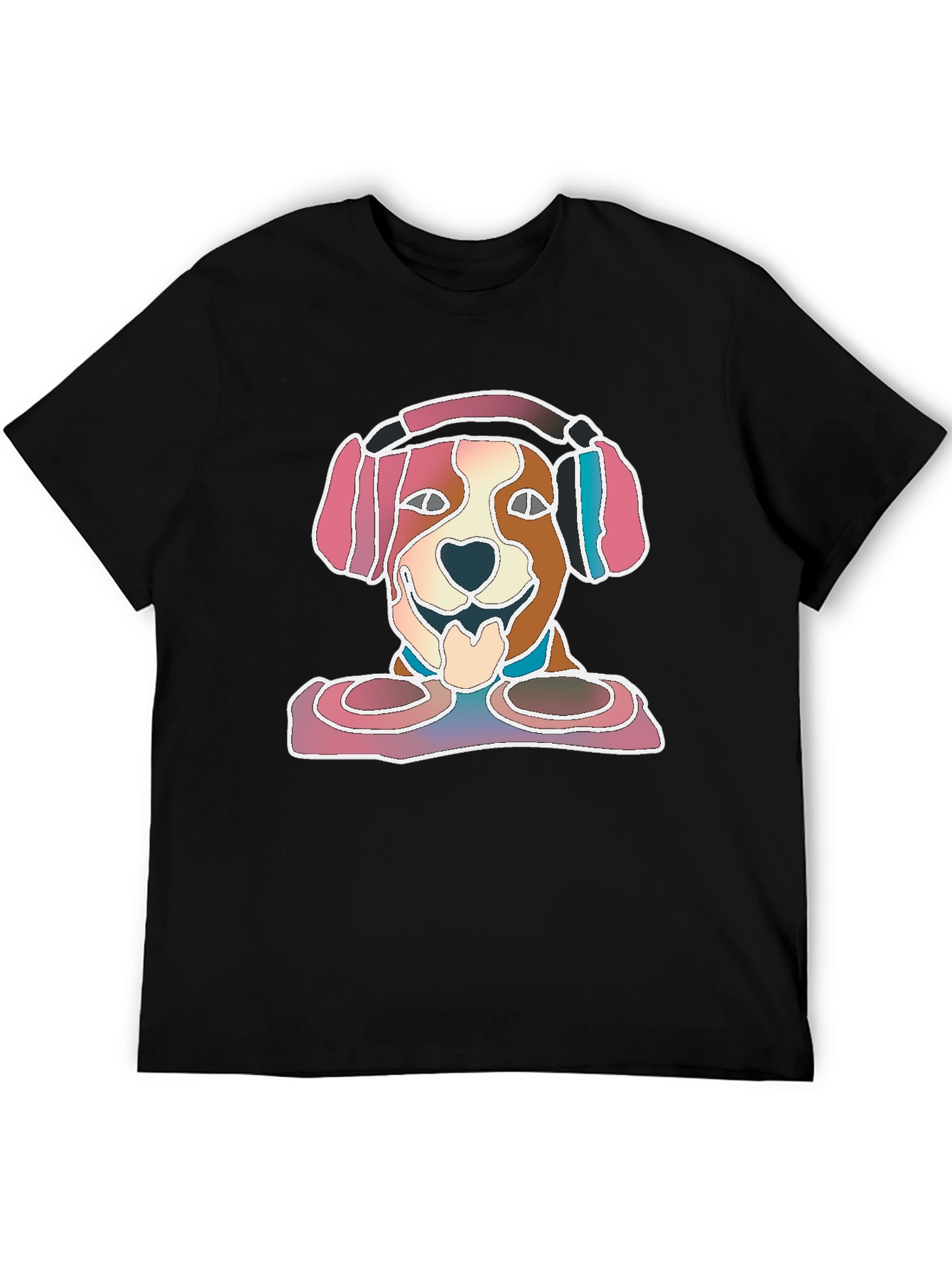 Dog with Headphones Graphic T-Shirt