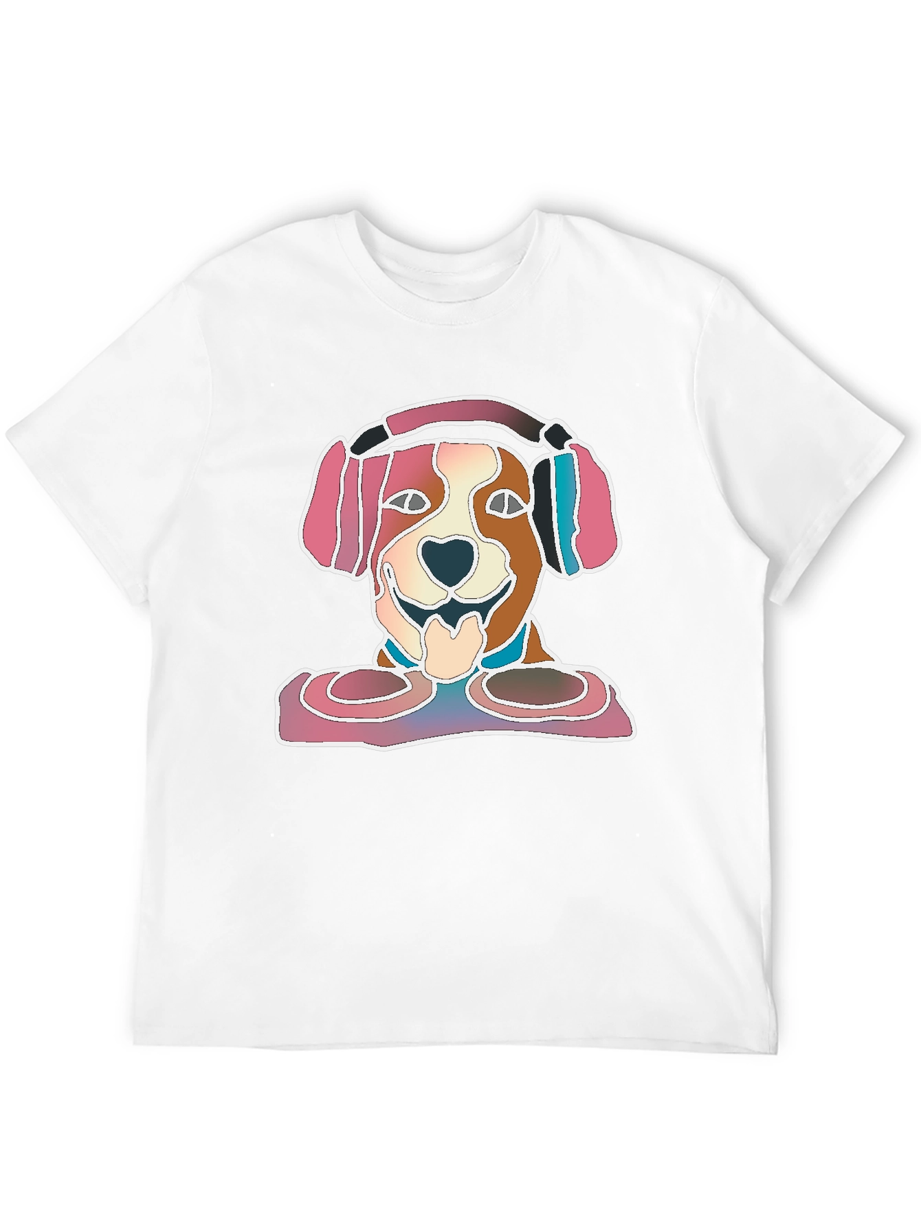 Dog with Headphones Graphic T-Shirt
