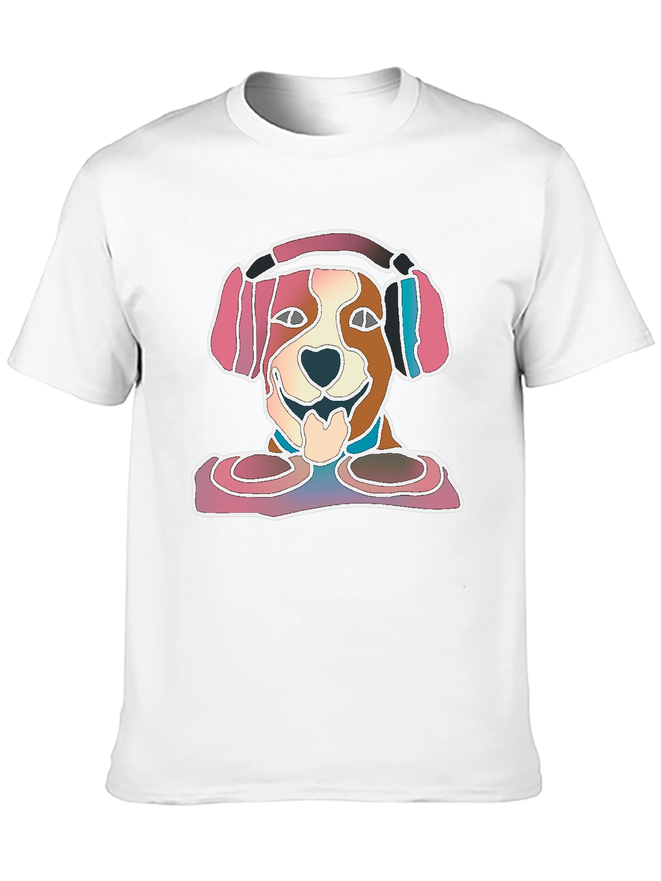 Dog with Headphones Graphic T-Shirt