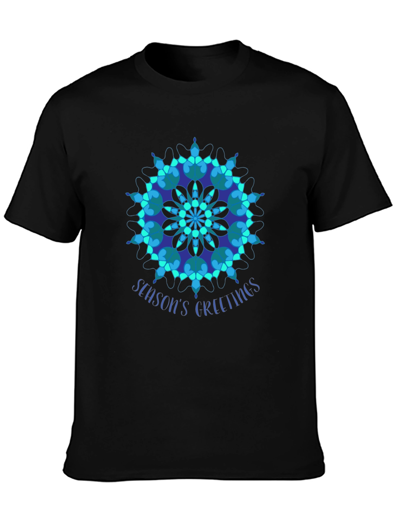 Seasons Greetings Snowflake Graphic Tee - Black