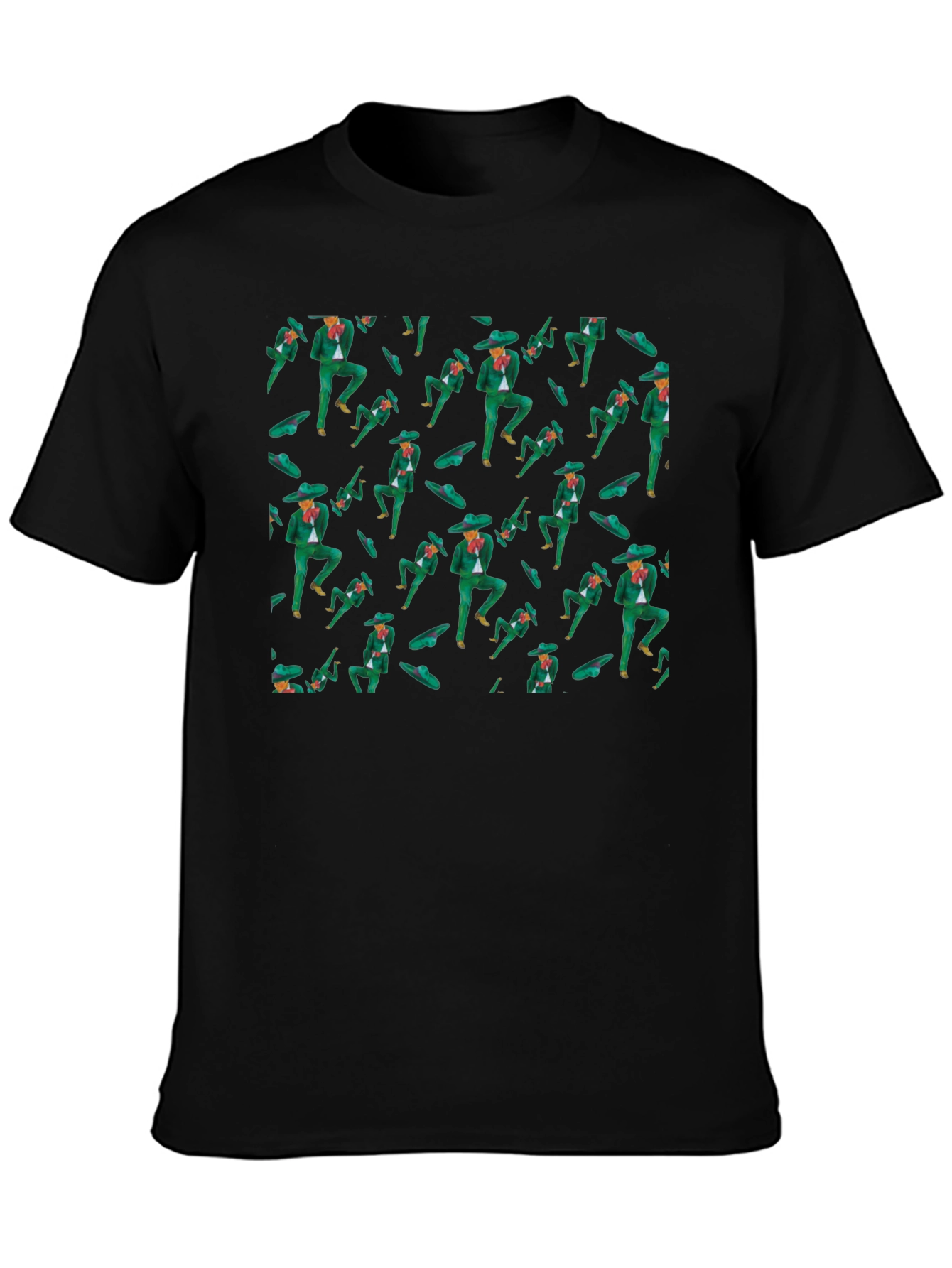 Mariachi Dancer Pattern Black T-Shirt