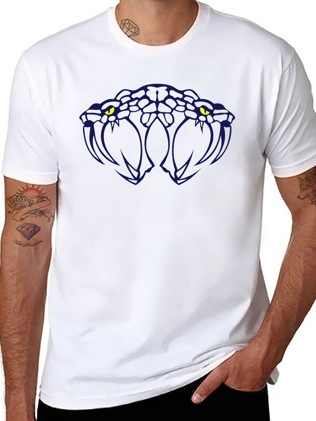 Black T-Shirt with Two-Headed Snake Graphic