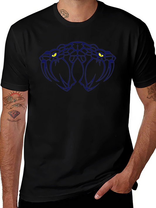 Black T-Shirt with Two-Headed Snake Graphic
