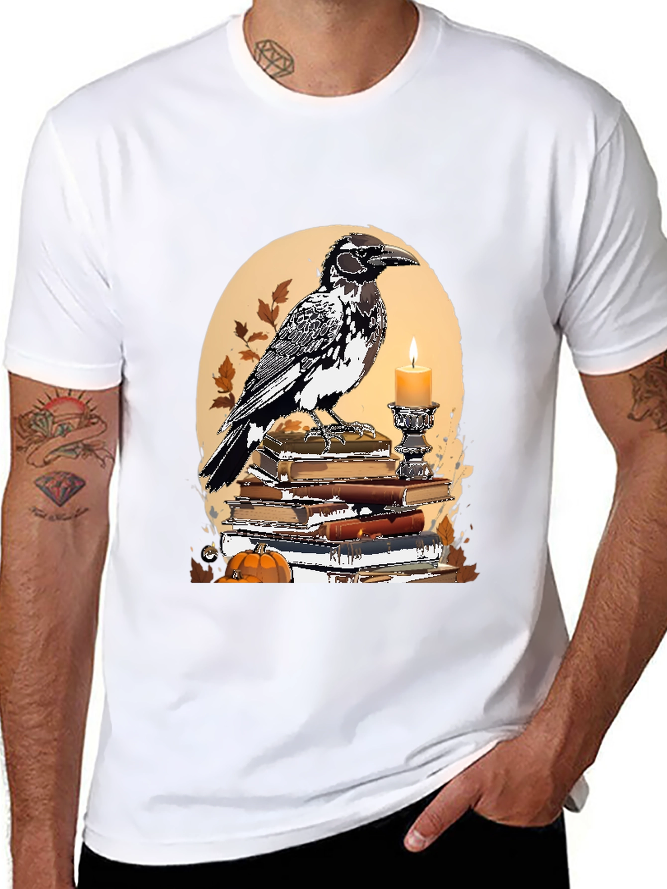 Raven and Books Graphic Tee