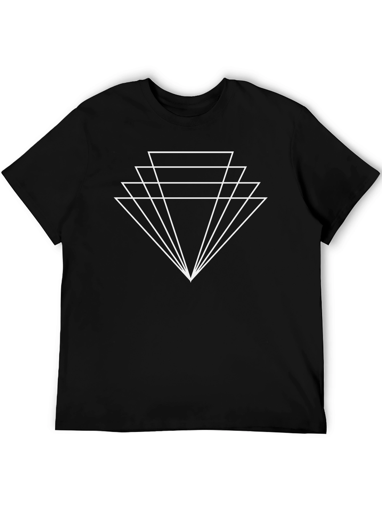Geometric Triangle Graphic T-Shirt - Black