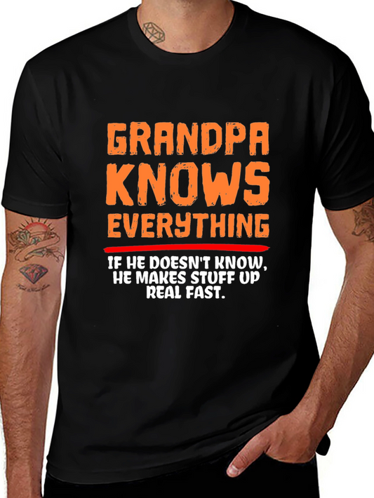 Grandpa Knows Everything Funny Graphic T-Shirt