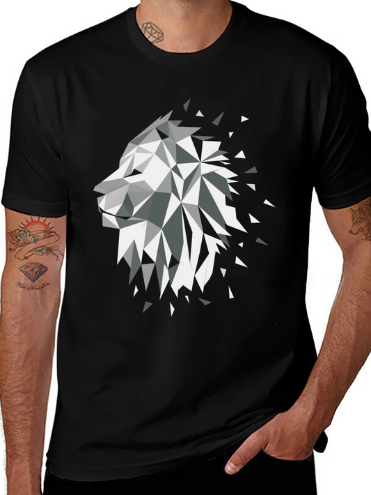 Geometric Lion Black Graphic Tee