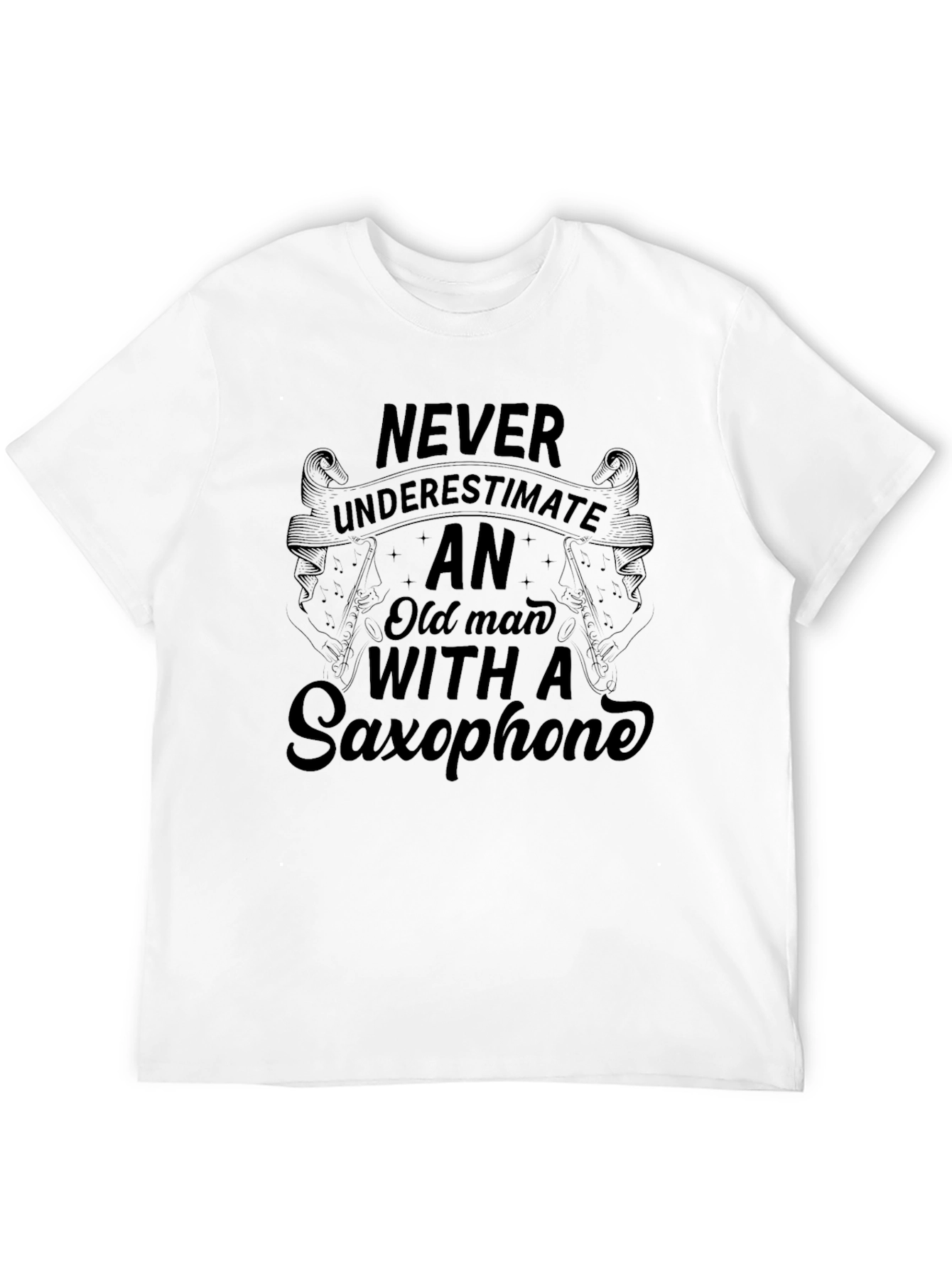 Saxophone Old Man Graphic Tee - Music Lover Gift