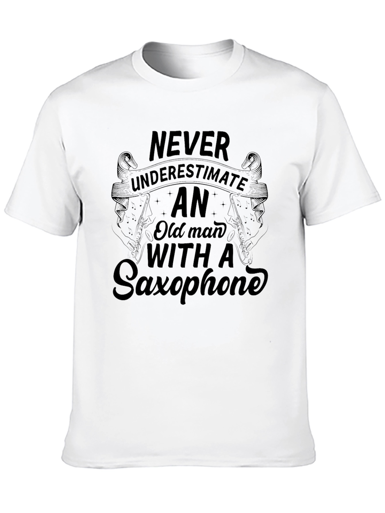 Saxophone Old Man Graphic Tee - Music Lover Gift