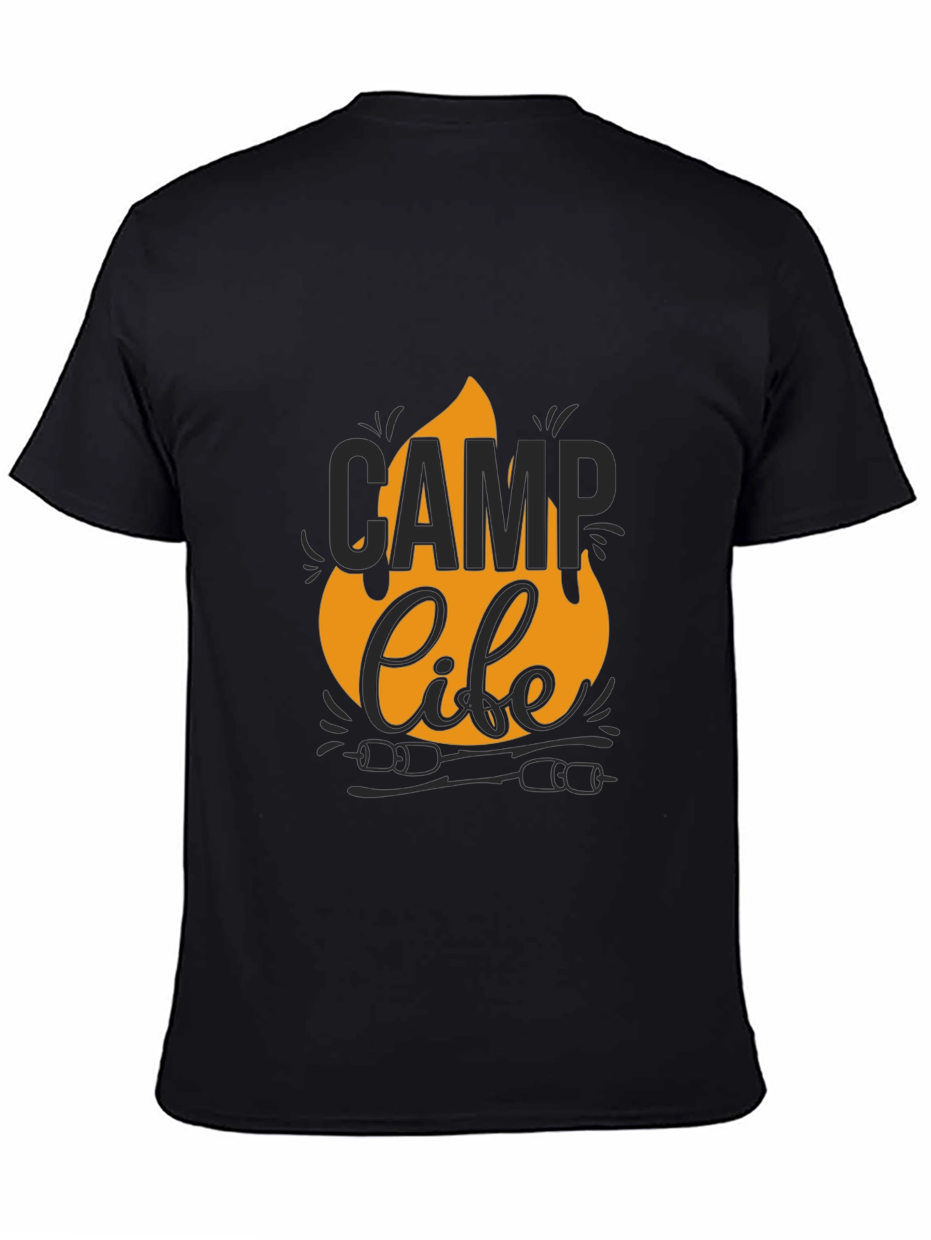 Camp Life Graphic Tee - Black Cotton T-Shirt