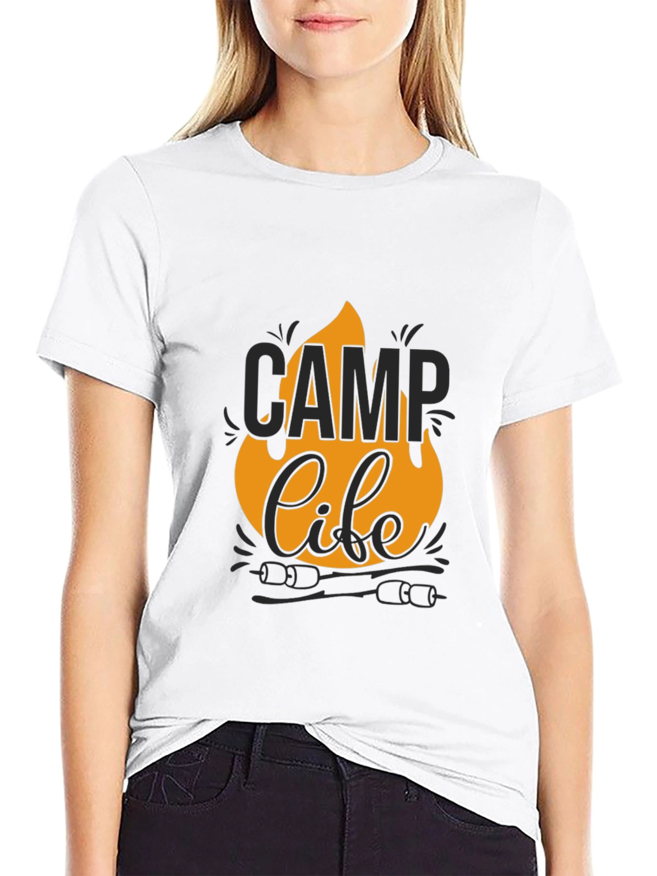 Camp Life Graphic Tee - Black Cotton T-Shirt