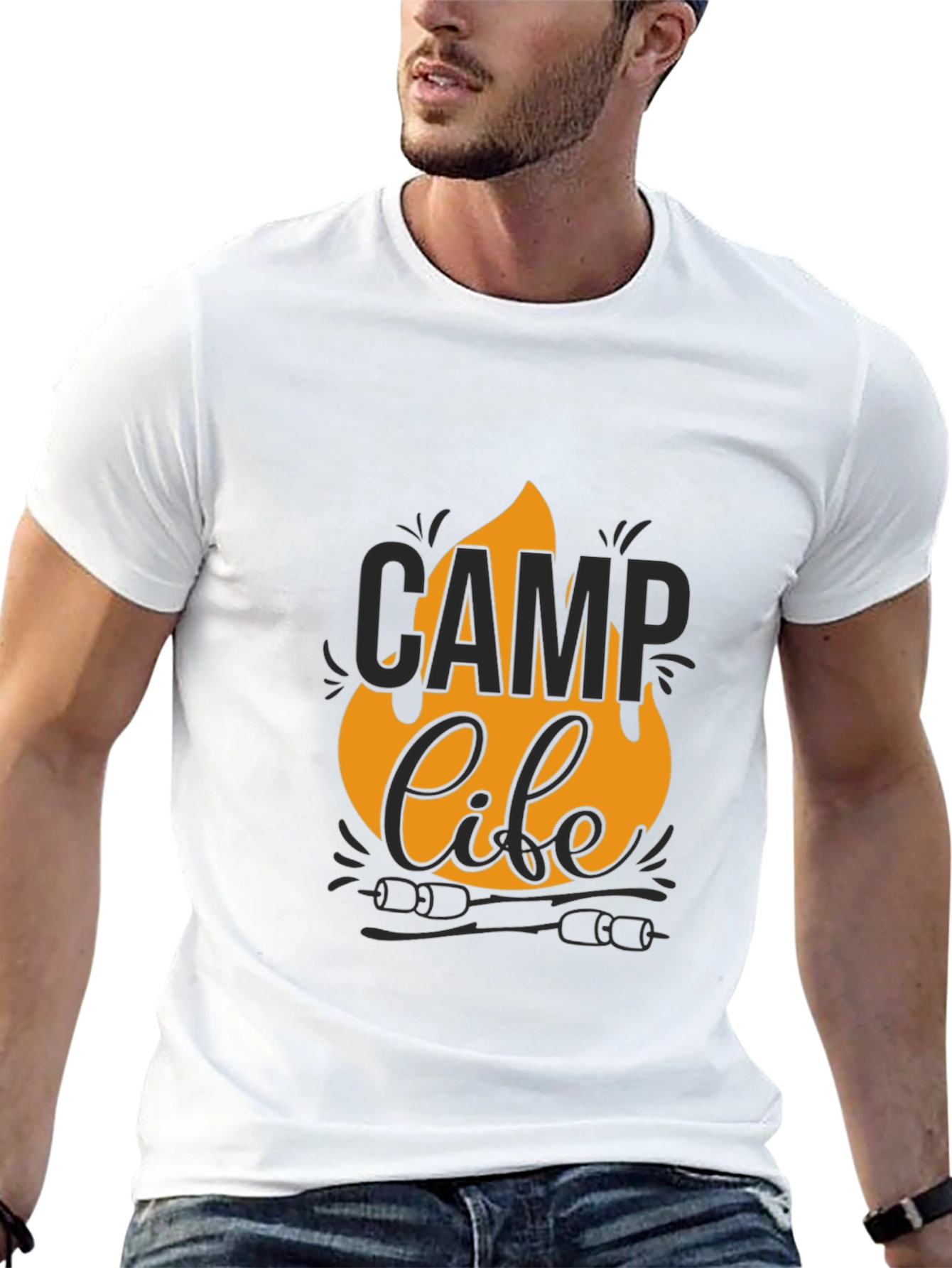 Camp Life Graphic Tee - Black Cotton T-Shirt