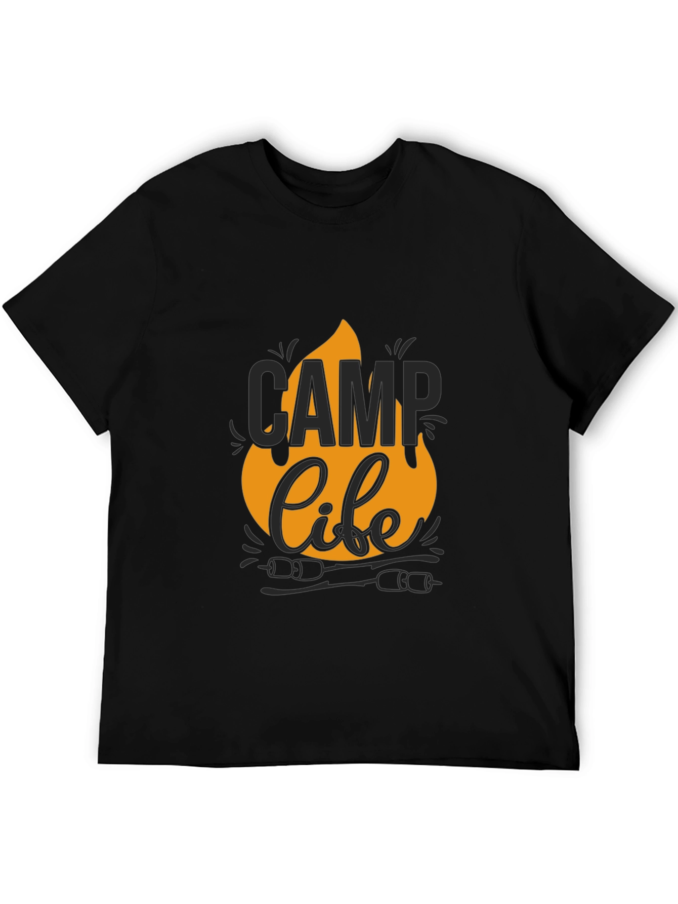 Camp Life Graphic Tee - Black Cotton T-Shirt