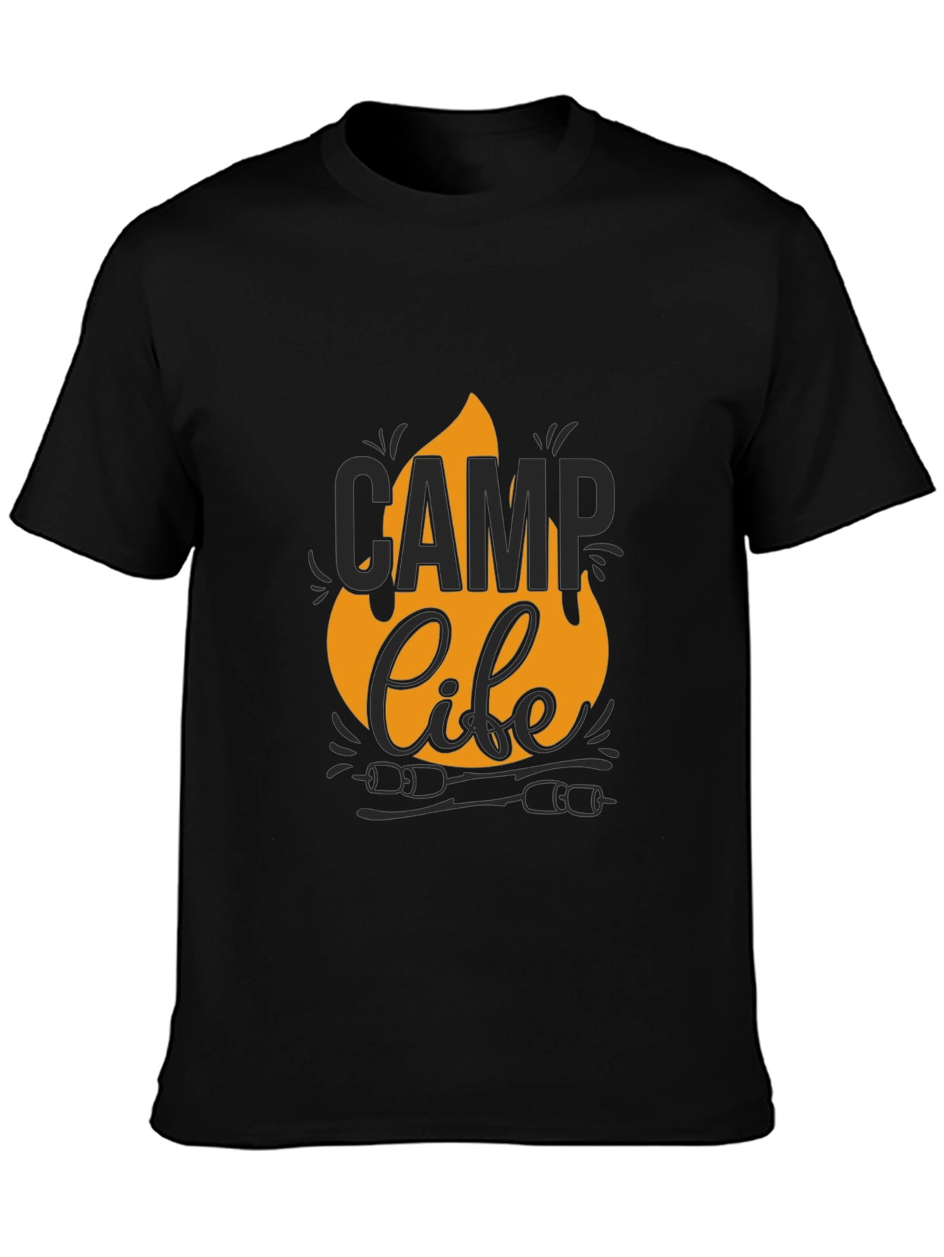 Camp Life Graphic Tee - Black Cotton T-Shirt