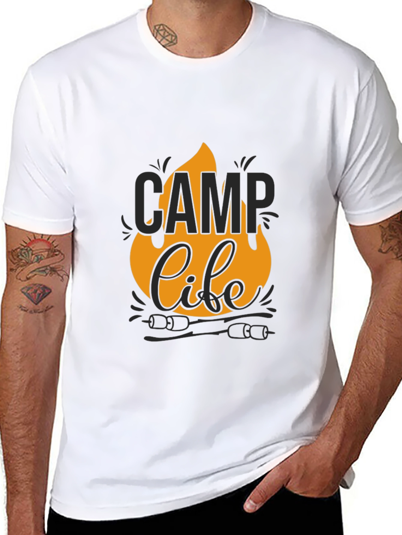 Camp Life Graphic Tee - Black Cotton T-Shirt