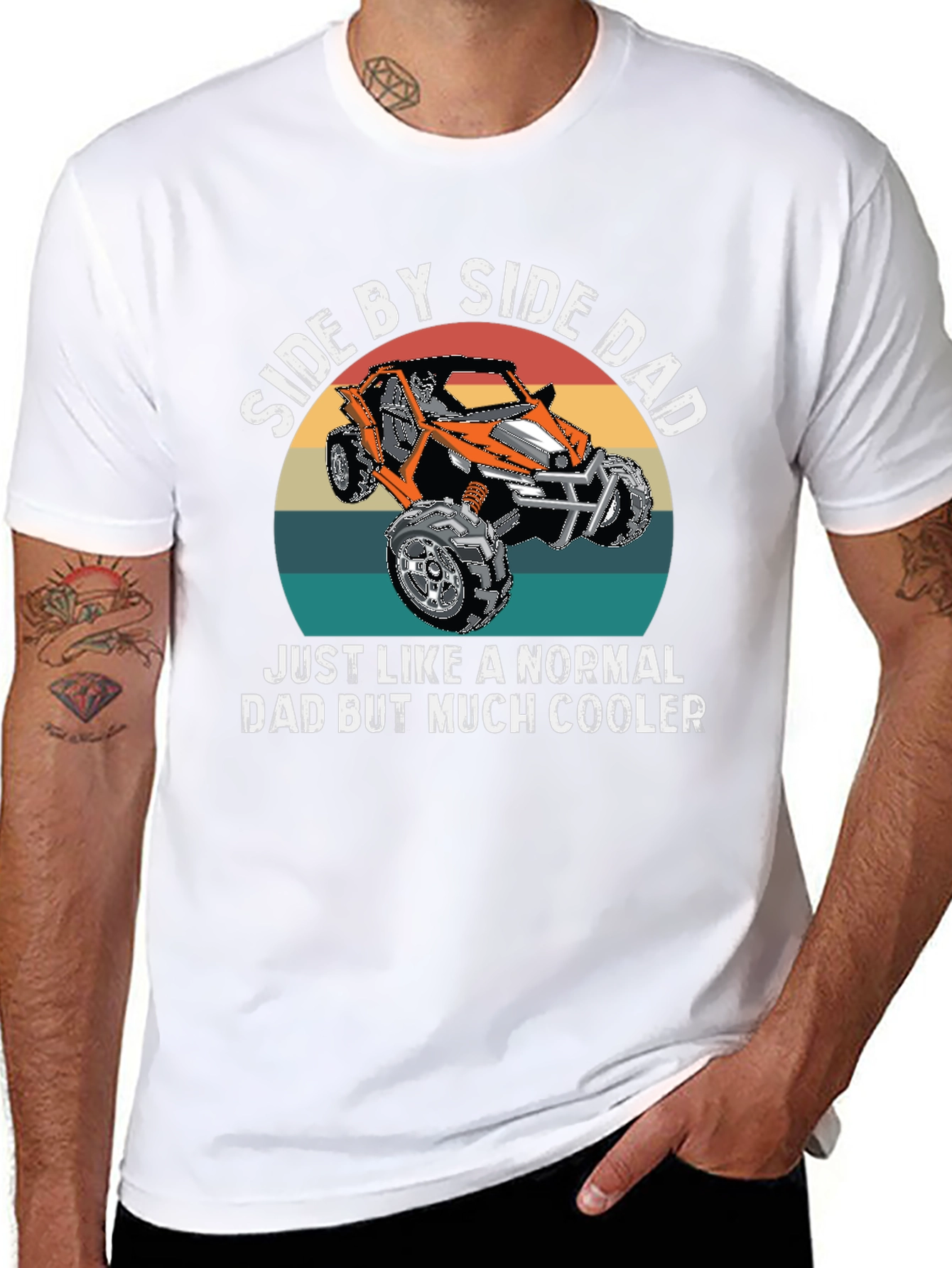Side By Side Dad T-Shirt - Cooler Dad