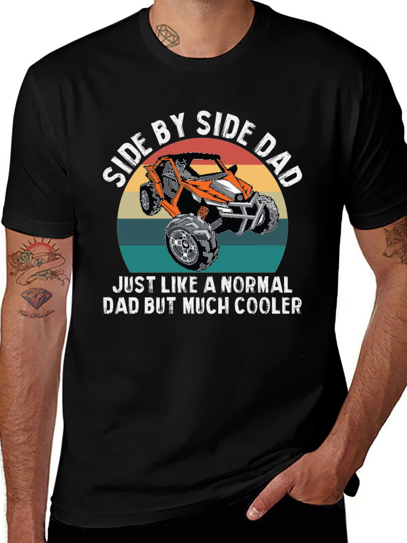 Side By Side Dad T-Shirt - Cooler Dad