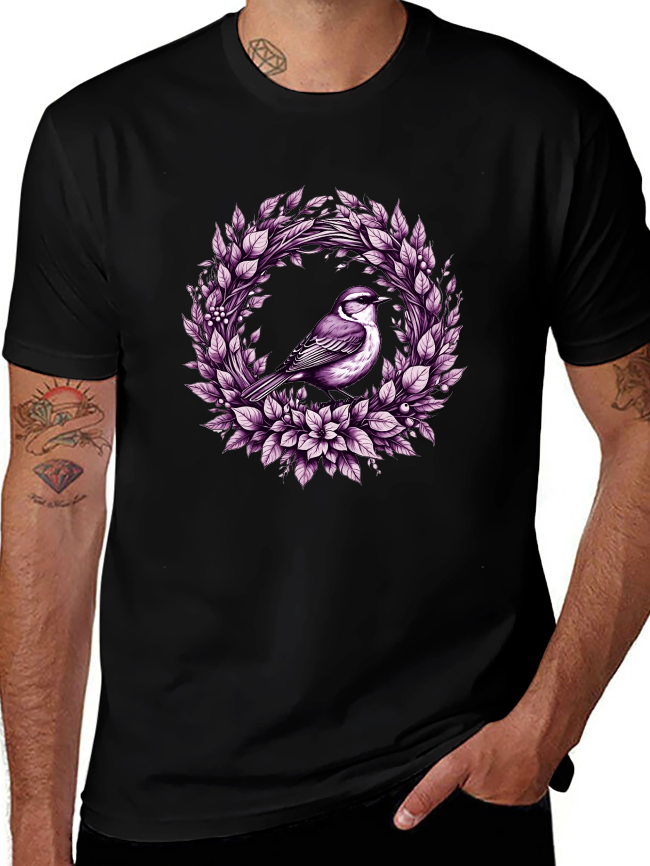Bird & Floral Wreath Graphic Tee