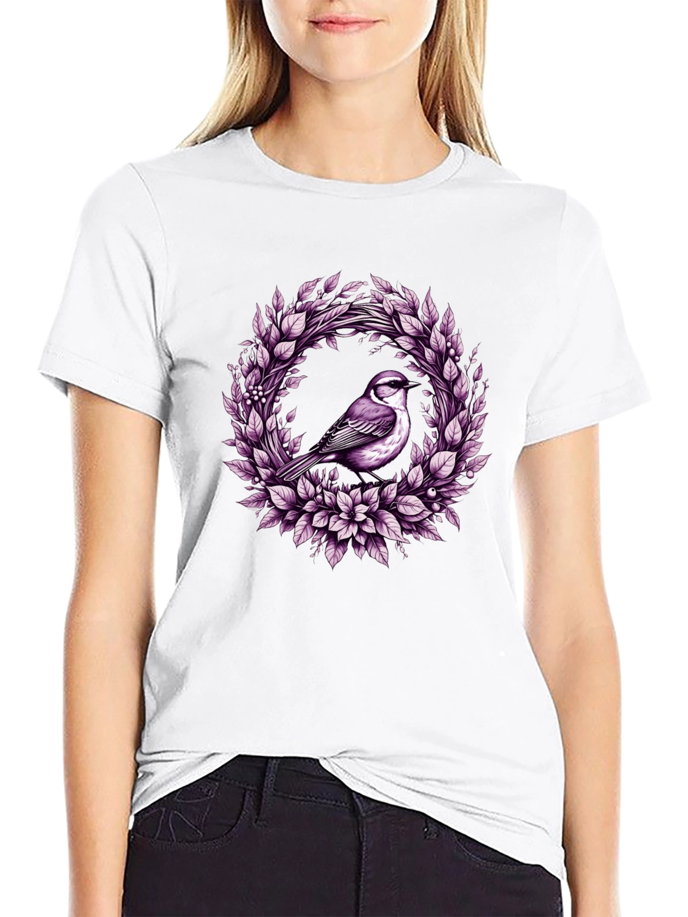 Bird & Floral Wreath Graphic Tee