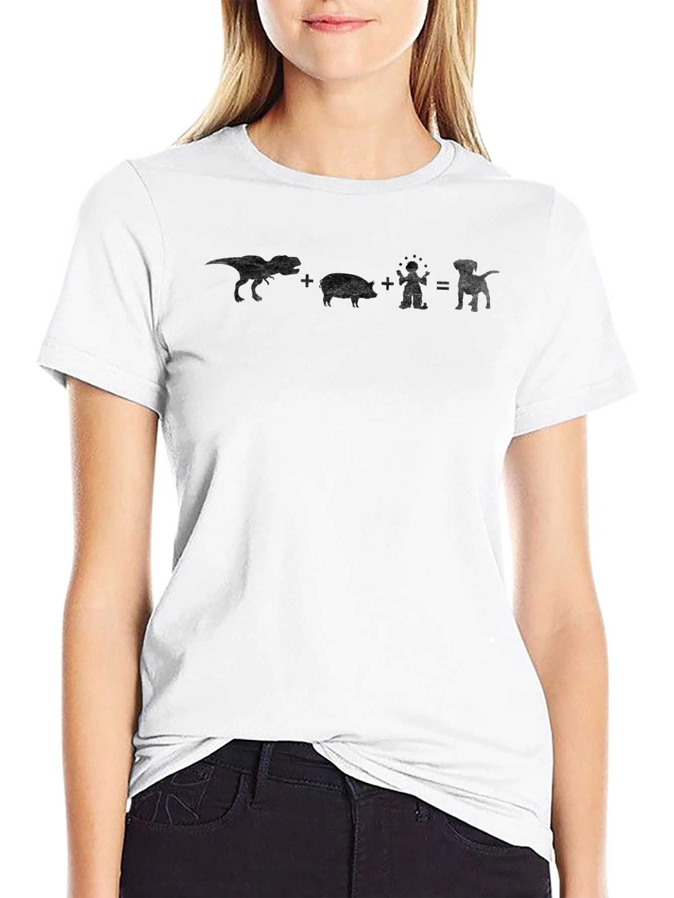 Dino Pig Angel Dog Black Graphic Tee