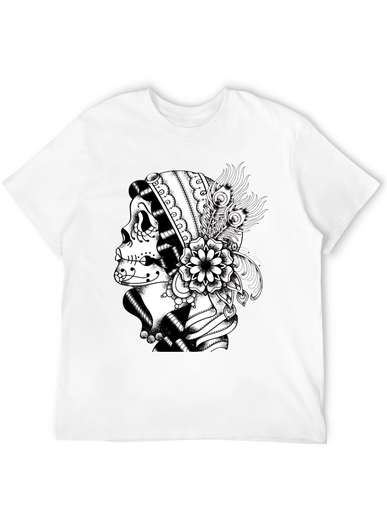 Sugar Skull Graphic Tee - Black Cotton T-Shirt