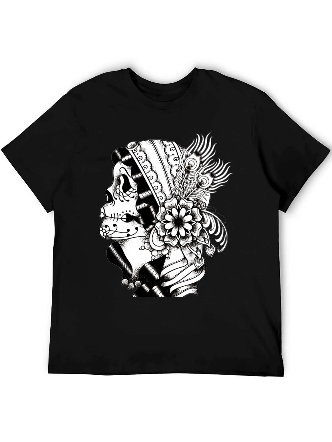 Sugar Skull Graphic Tee - Black Cotton T-Shirt