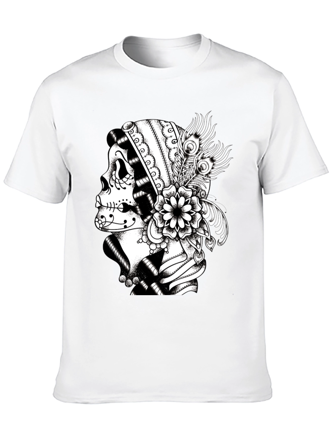 Sugar Skull Graphic Tee - Black Cotton T-Shirt