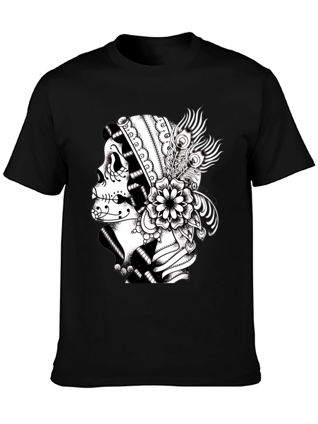 Sugar Skull Graphic Tee - Black Cotton T-Shirt