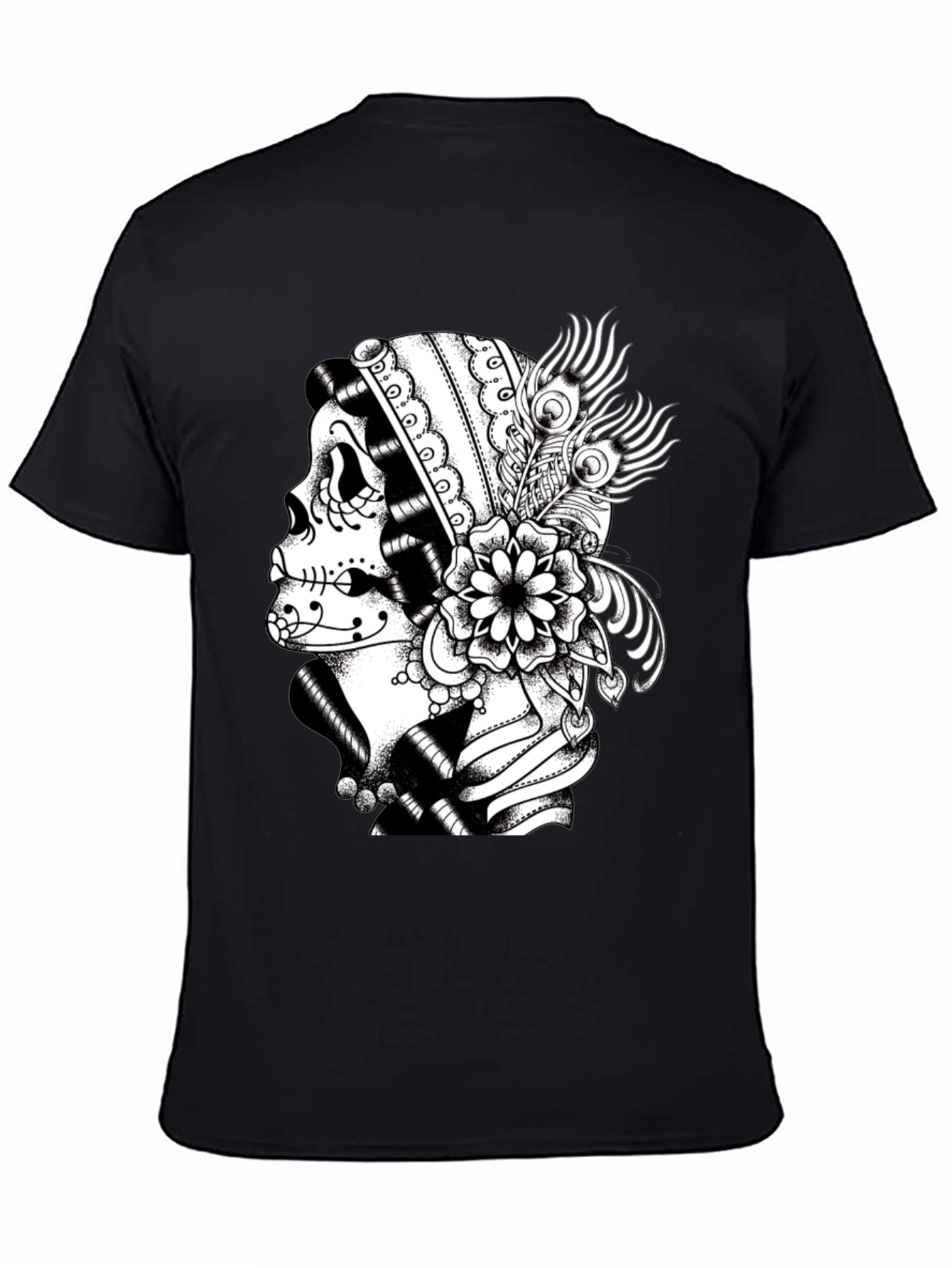 Sugar Skull Graphic Tee - Black Cotton T-Shirt