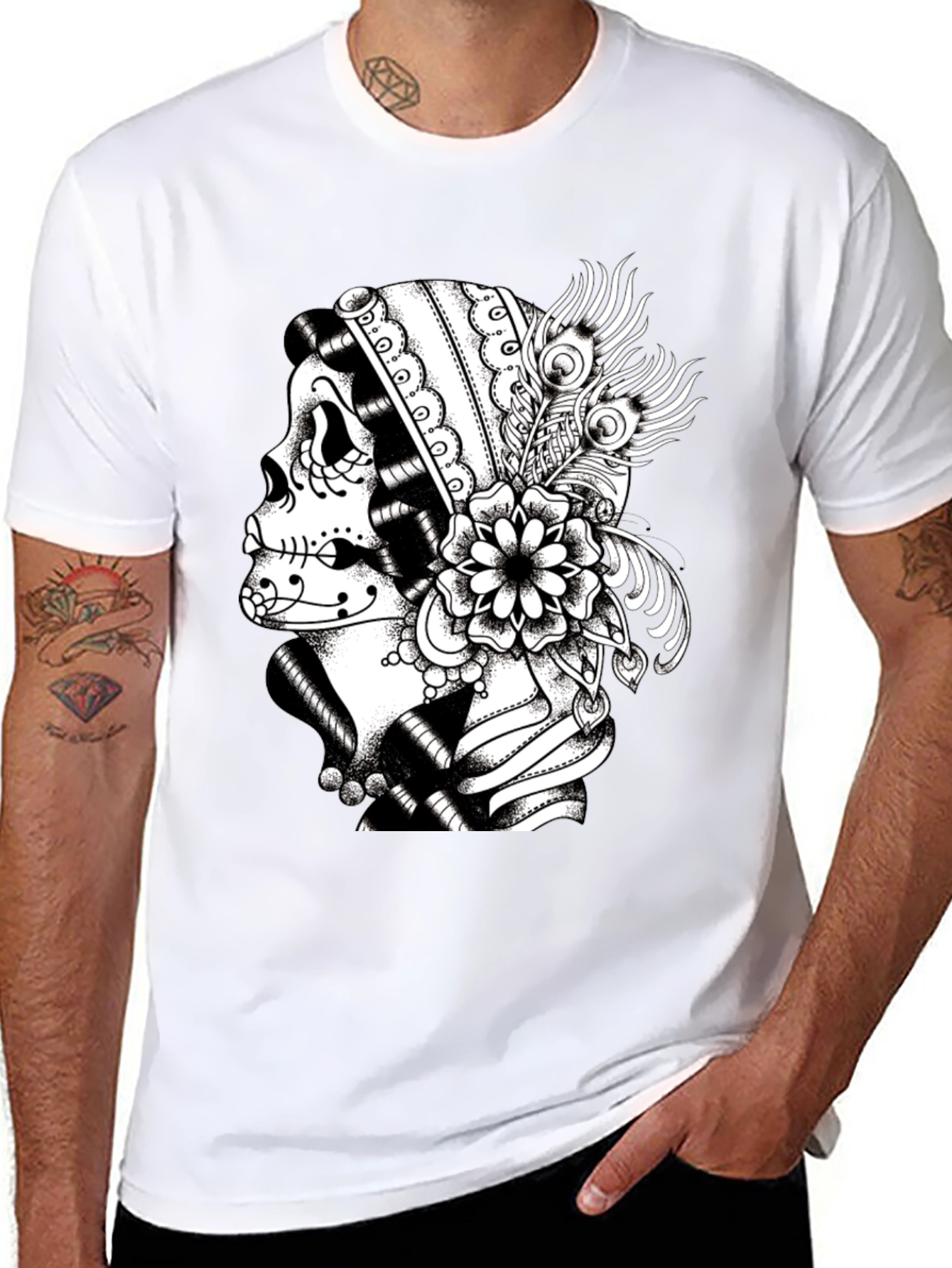 Sugar Skull Graphic Tee - Black Cotton T-Shirt