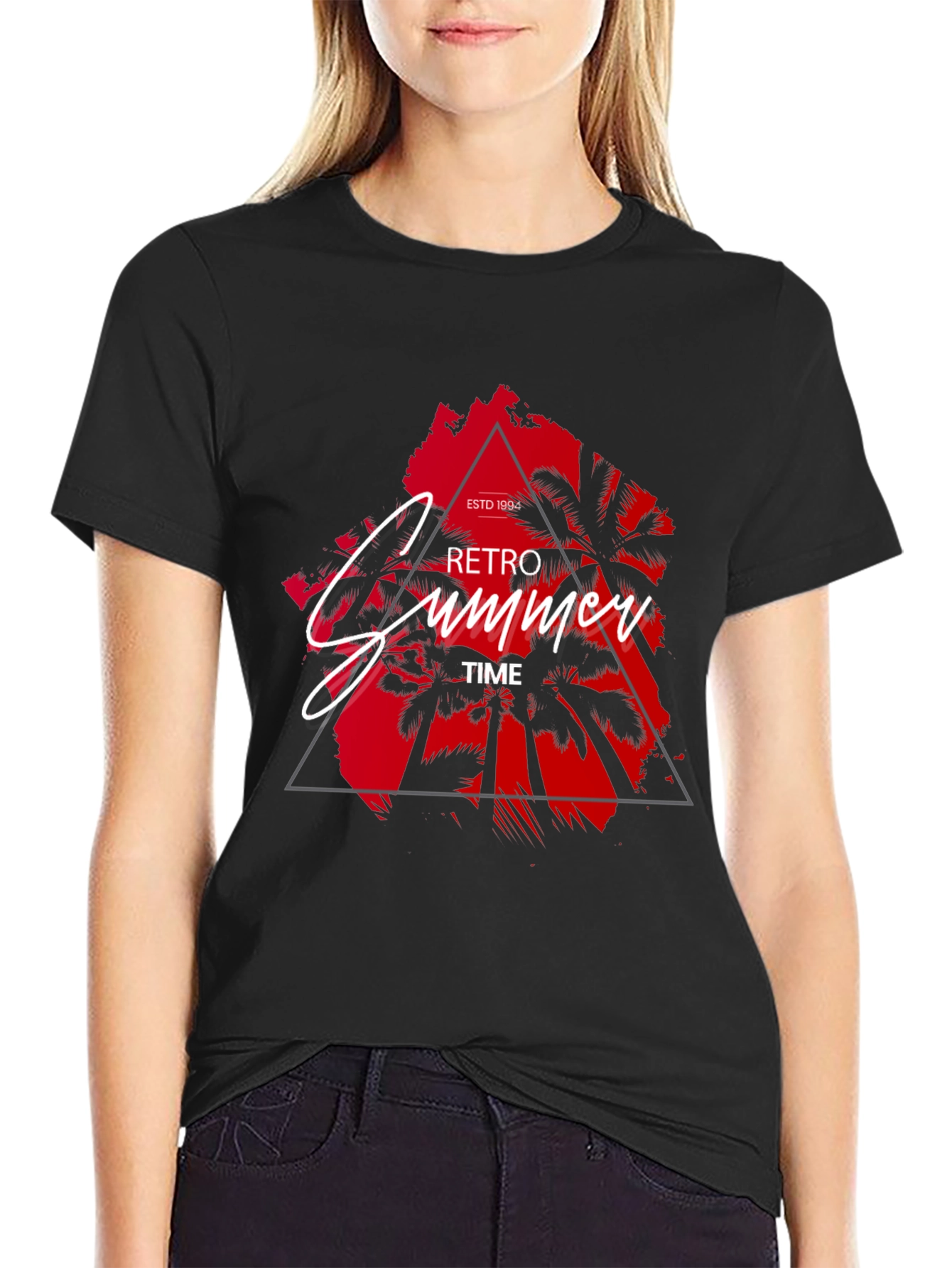 Retro Summer Time Black T-Shirt