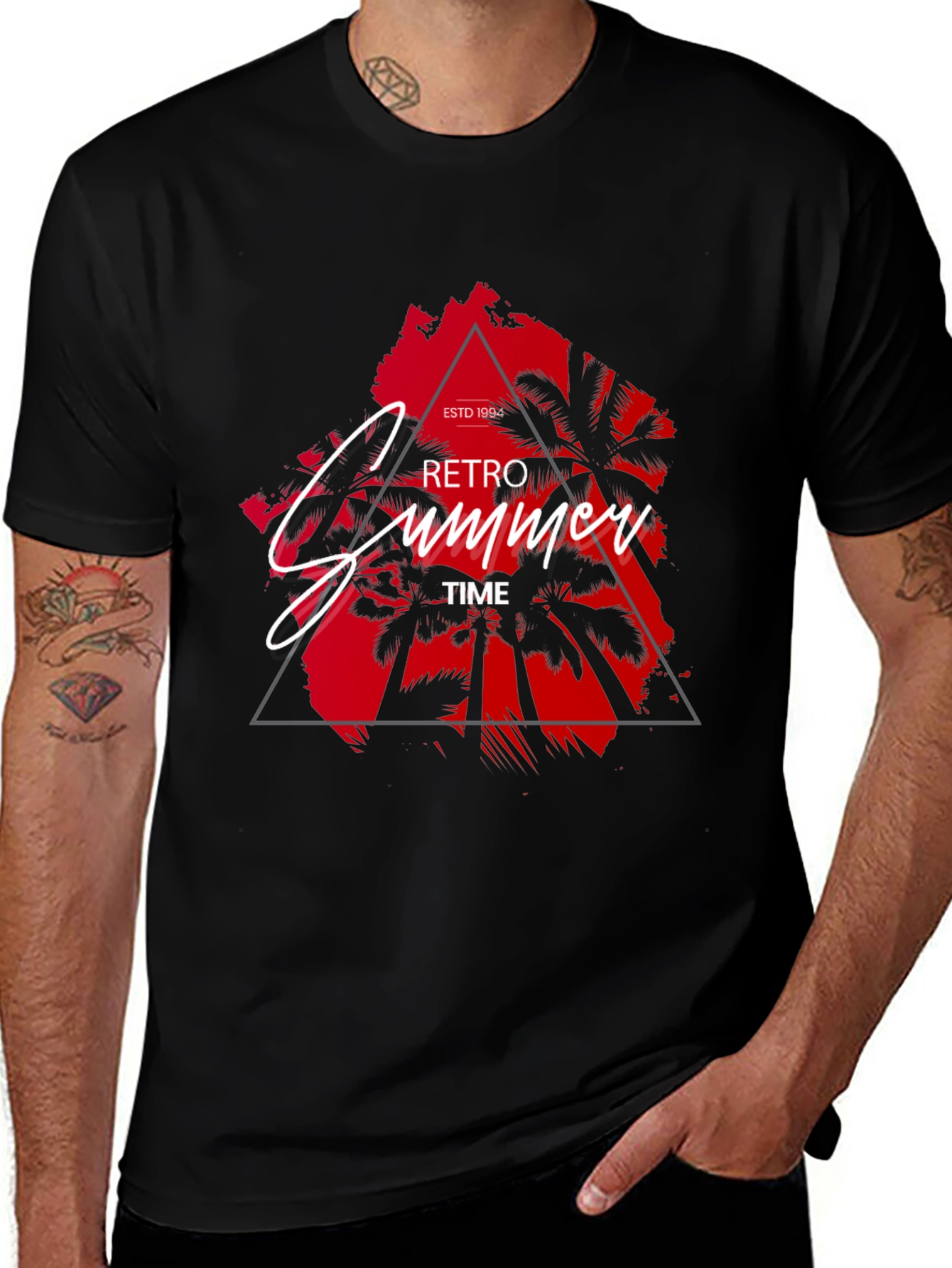 Retro Summer Time Black T-Shirt