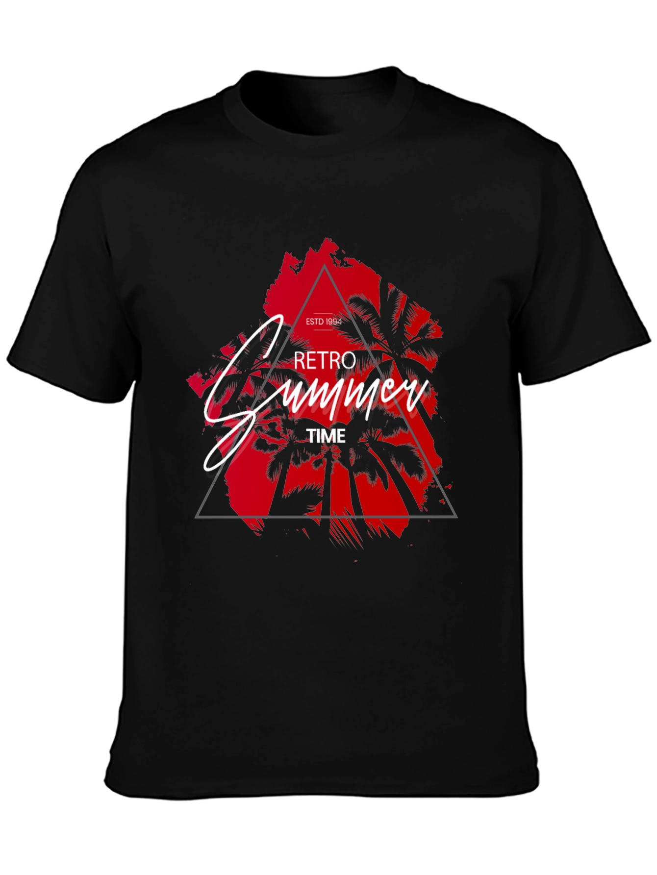 Retro Summer Time Black T-Shirt