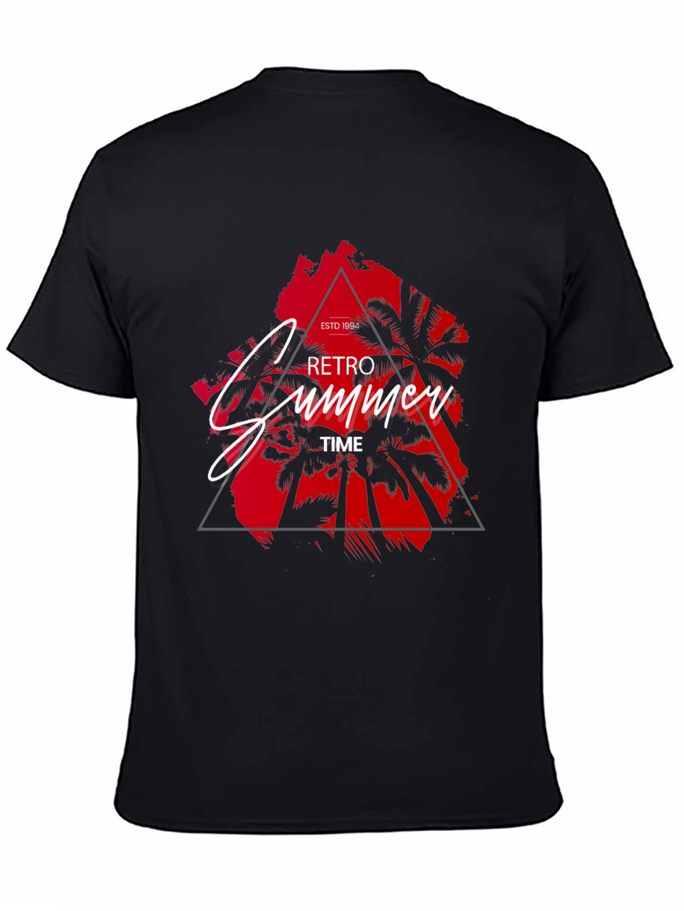 Retro Summer Time Black T-Shirt