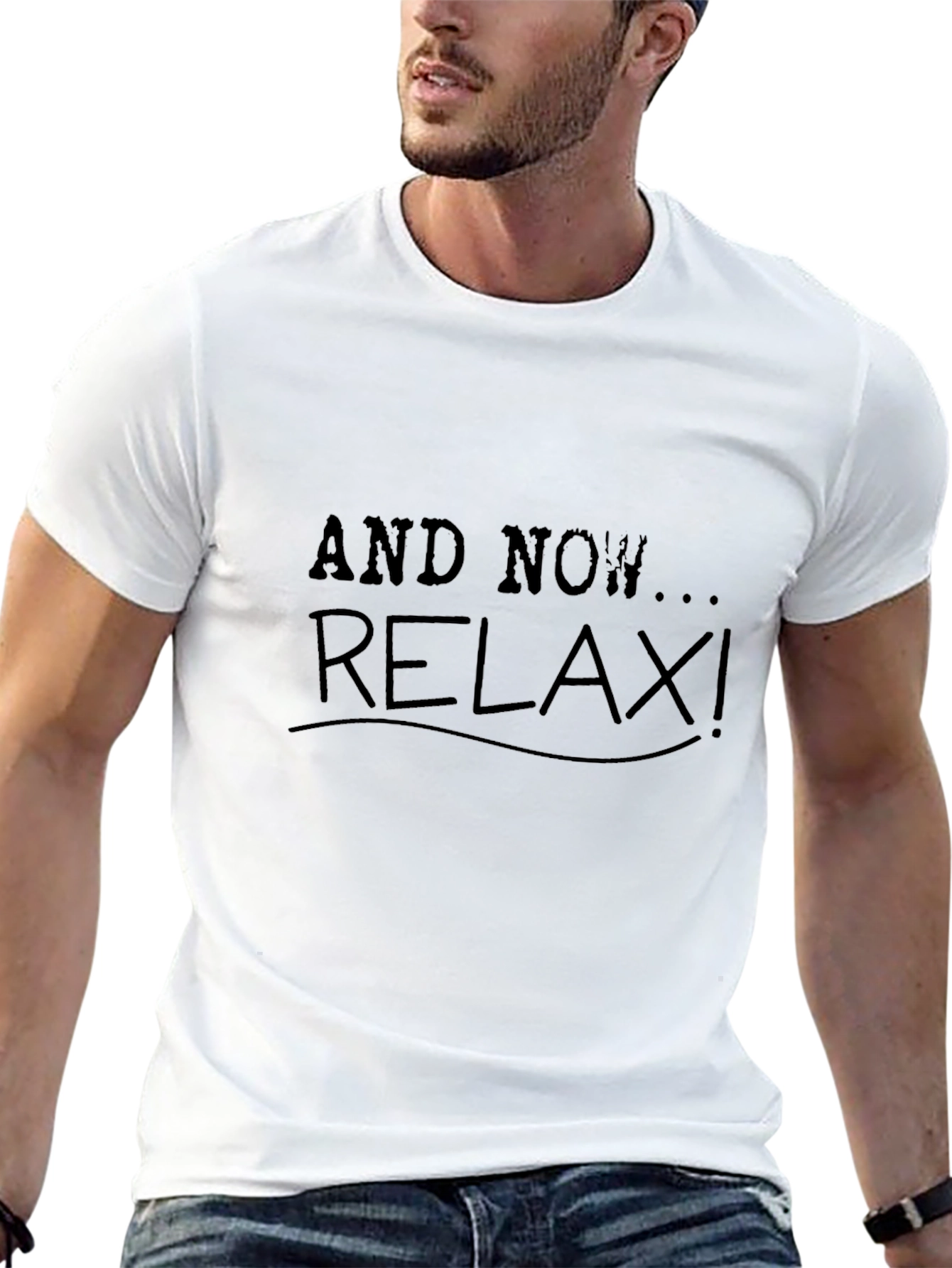 Relax! Black Cotton Graphic Tee - Slogan T-Shirt