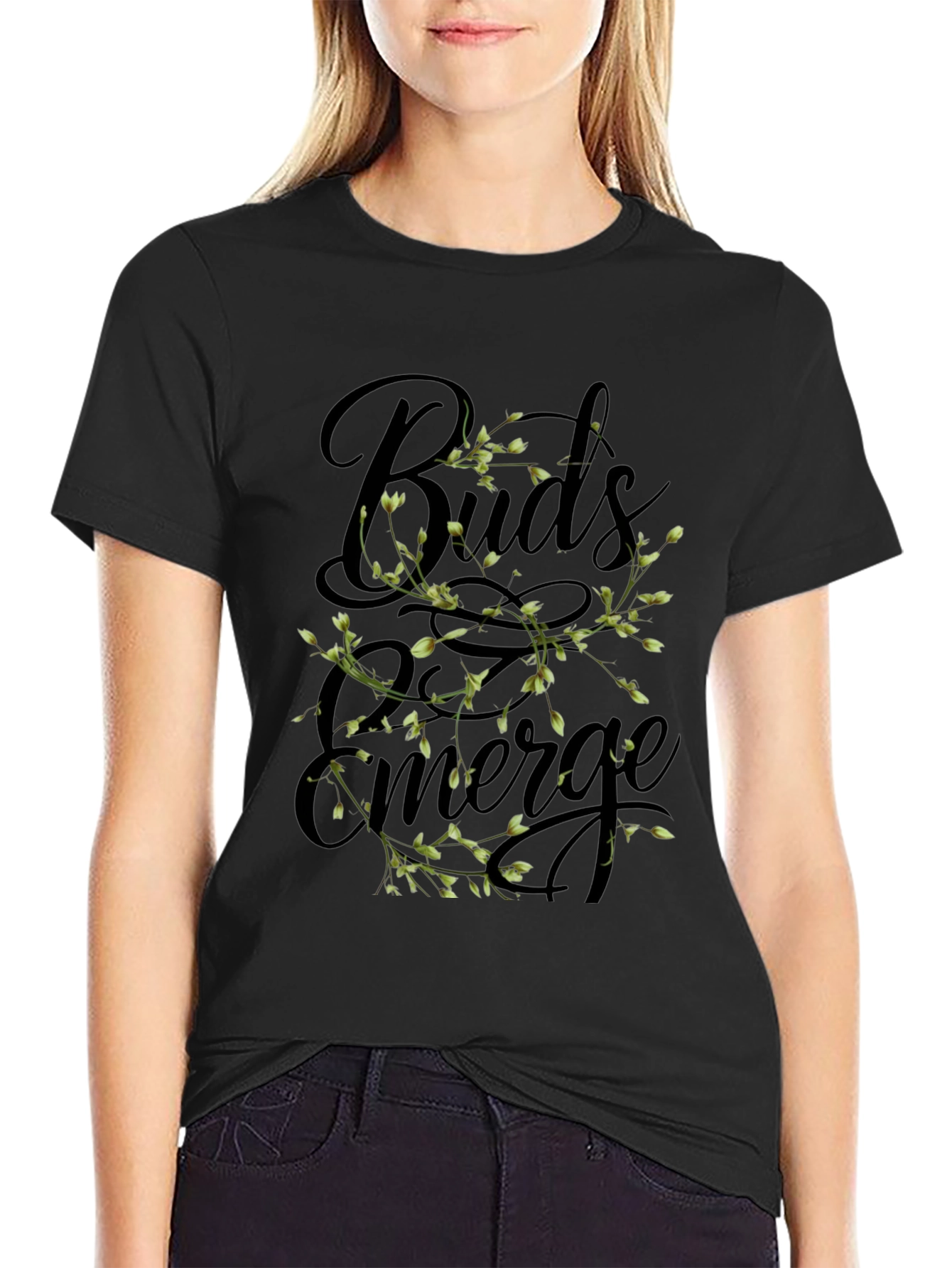 Buds Emerge Black Graphic Tee