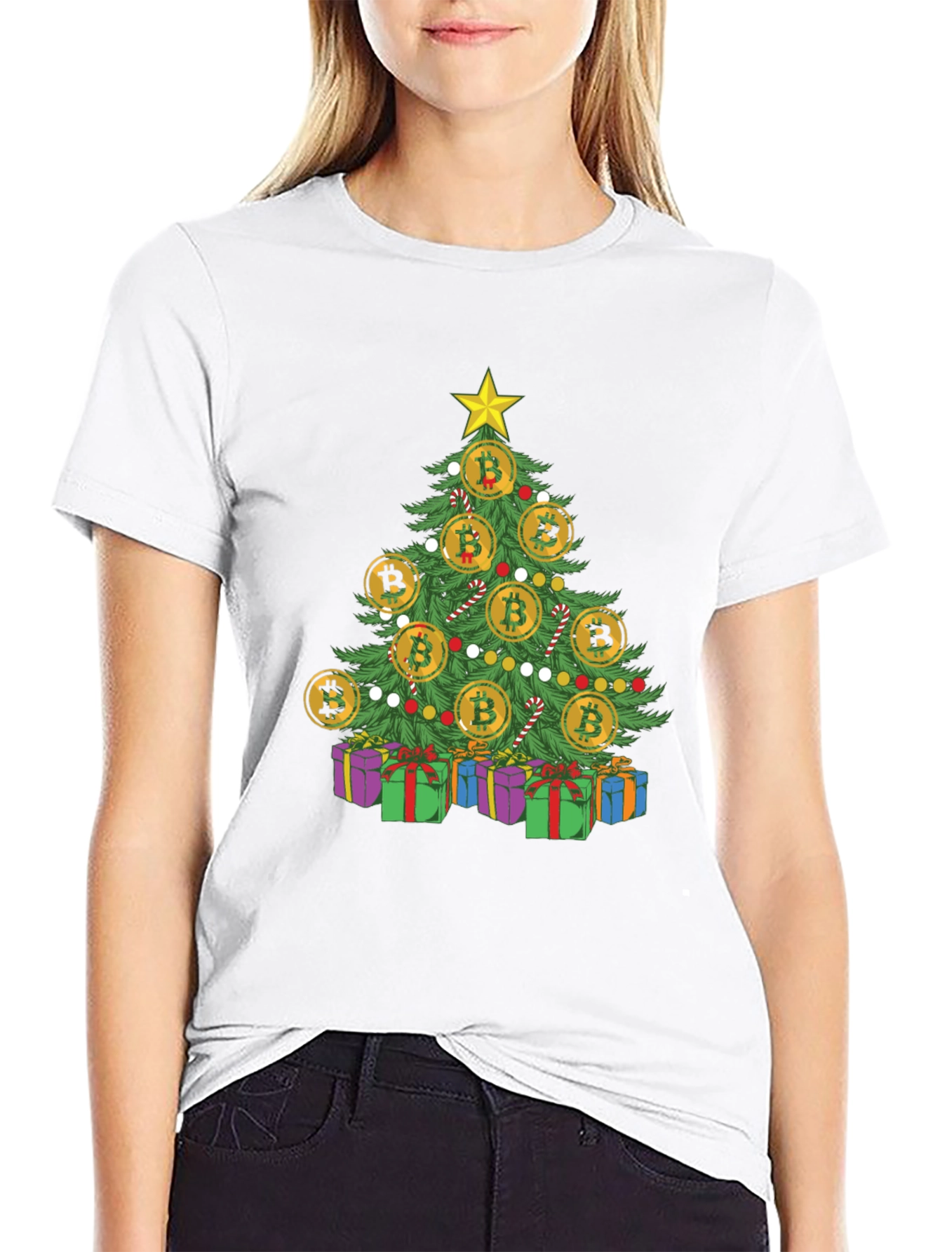 Bitcoin Christmas Tree T-Shirt Holiday Crypto Tee