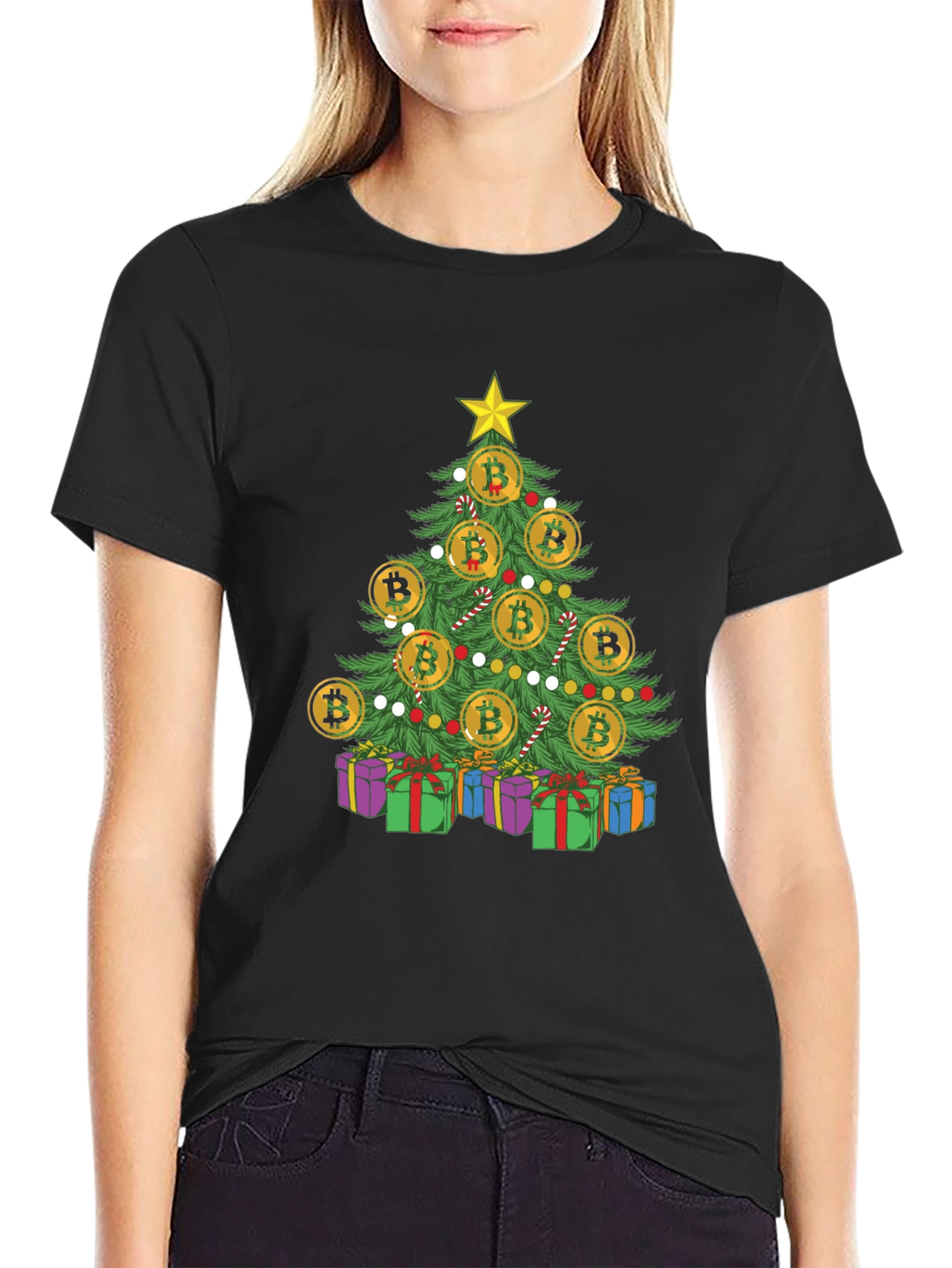 Bitcoin Christmas Tree T-Shirt Holiday Crypto Tee