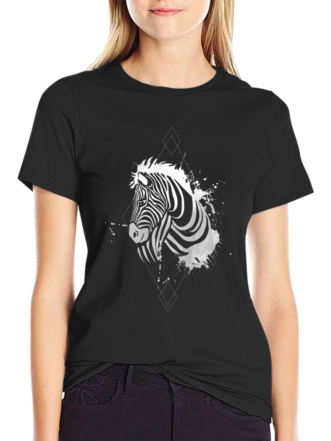 Zebra Graphic Print Crew Neck T-Shirt