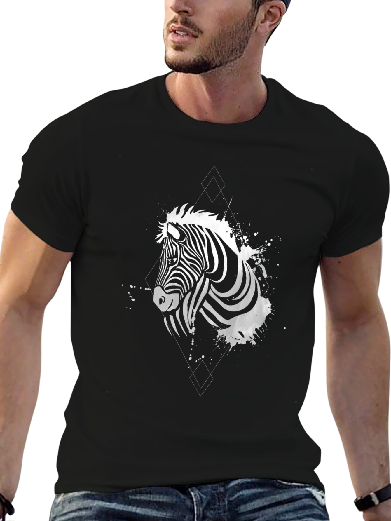 Zebra Graphic Print Crew Neck T-Shirt