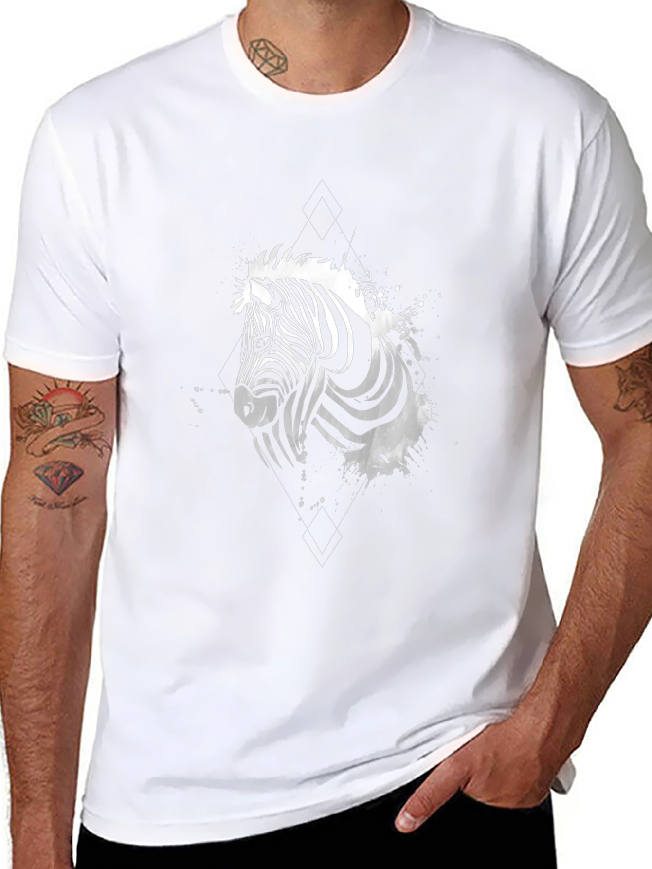 Zebra Graphic Print Crew Neck T-Shirt