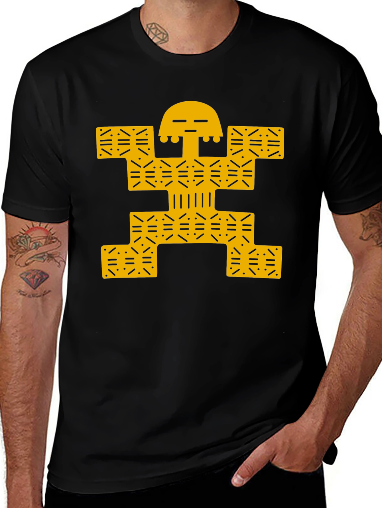 Modern Graphic Tee - Black with Gold Design